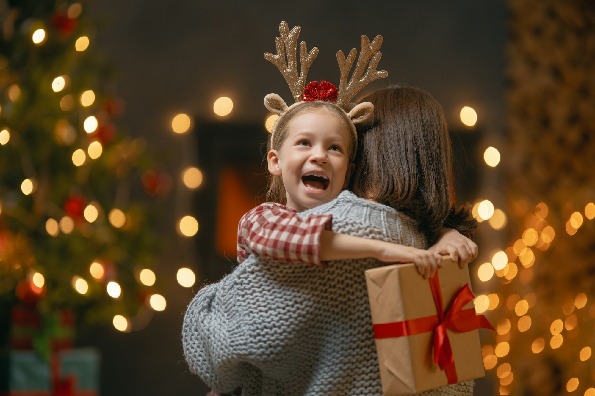 family celebrating Christmas